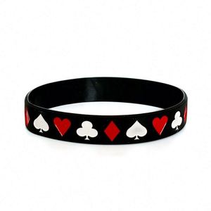 Bracelet de sport en silicone style poker avec motif de jeu de cartes de danse de rue, bracelet en caoutchouc rempli d'encre pour promotions - Product Image 2