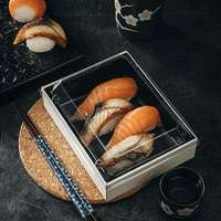 Boîte à bento jetable pliable en matériaux recyclés, biodégradable, personnalisable pour sushis, fruits, emballages alimentaires à emporter