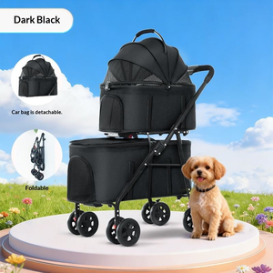 Kereta Dorong Hewan Peliharaan 4 Roda Logam Dua Lapis Gaya Teddy Ringan Dapat Dilipat Tas Dapat Dilepas Untuk Hewan Peliharaan Sedang Besar Berkemah 20kg - Product Image 5