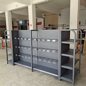 Rak Gondola Logam Berat Tahan Lama Dua Sisi Langsung dari Pabrik, Rak Display Kayu untuk Toko Swalayan & Ritel - Product Image 6