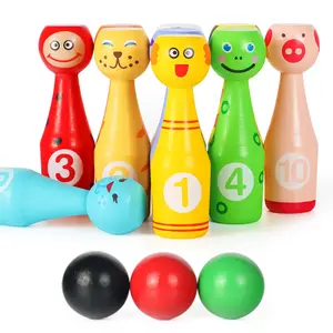 BIG Custom Cute Animal Design Bowling Wooden Toy Kindergarten Mini Bowling Set Game