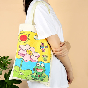 Dibujo para niños Diy juguete para regalo lienzo bolso de mano lleno de Color Diy ecológico Graffiti bolsa de lona de algodón - Product Image 3