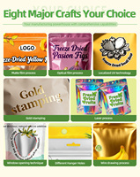 Sacs d'emballage personnalisés à faible MOQ avec logo pour fruits lyophilisés, sachets stand-up avec fenêtre, sacs en plastique de qualité alimentaire, conception gratuite