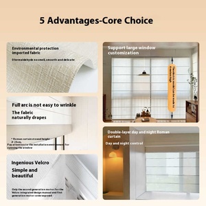 Persianas romanas personalizadas, cortina ajustable eléctrica transparente francesa para sala de estar, salón de té, persianas enrollables B & B - Product Image 6