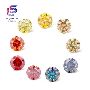 Loose Gemstone Fancy Vivid Yellow Pink Blue Gray Plated Blue Moissanite Loose Lot Plated Colorful Moissanite