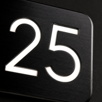 Plaque de porte extérieure en acier inoxydable étanche avec éclairage LED, pour maison, appartement, hôtel, bar