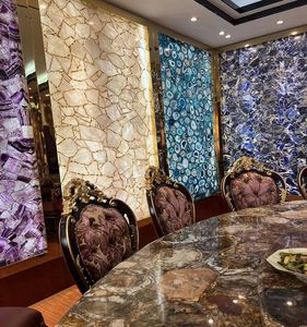 Dalles de pierre d'onyx de luxe, dalles d'agate bleue, pierres semi-précieuses translucides rétroéclairées - Product Image 4