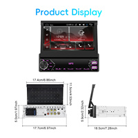 Podofo Autoradio MP5 Voiture 1 DIN 7 Pouces Écran Tactile Rétractable IPS USB/Type-C/BT/EQ FM Caméra Arrière Ajustement Universel OEM ODM