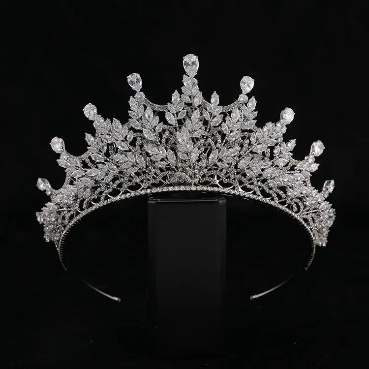 Qushine Wholesale Zircon Crown Rhinestone Wedding Hair Accessories Bridal Luxury Silver high quality Zircone Tiara