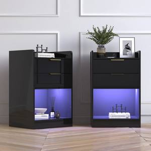 YISI Mesita de Noche LED de Alta Calidad con Diseño Moderno y Fácil de Montar, con 2 Cajones de Almacenamiento, para Dormitorio u <span class=keywords><strong>Hotel</strong></span> - Product Image 3