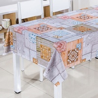 Nappe en PVC tissé RNPT, imperméable et résistante à l'huile, motif floral, style luxueux PW94-R319-1