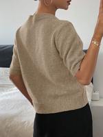 Pull en maille de polyester respirant à col rond et manches courtes pour femme, décontracté et confortable (personnalisable)