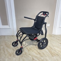 Fauteuil roulant de voyage portable, fauteuil roulant pliable pour bagages, chaise de transport pour avion avec poignée