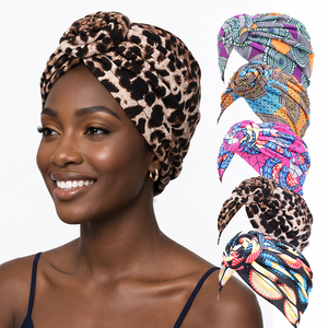 Turban d'été ethnique tendance, foulard africain imprimé, bandana protège-cheveux, bonnets élastiques noués - Product Image 1