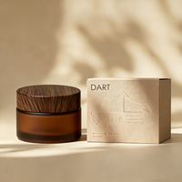 Pot en verre givré mat avec couvercle en bambou, personnalisable avec logo et coffret cadeau, respectueux de l'environnement, pour crème, emballage cosmétique