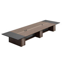 Table de conférence moderne de 94 à 236 pouces de large (8 à 19,5 pieds) pour 6 à 18 personnes avec structure en acier et bois massif