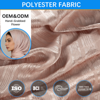 Tissu en satin froissé plissé à la main en polyester 1009 pour la confection de saris Shayla, respirant et non conducteur, 95 g/m²