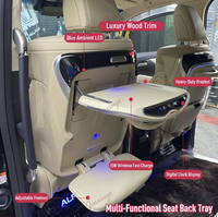 Meja Lipat di Sandaran Kursi Toyota Alphard Vellfire AH20 AH30 AH40 dengan Sandaran Kaki yang Dapat Disesuaikan dan Pengisian Daya Cepat 15W untuk Istirahat Perjalanan Jarak Jauh