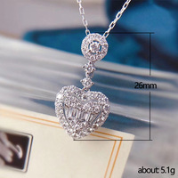 Bijoux en cuivre zircon cubique micro pavé colliers imité plaqué rhodium mariage coeur CZ pendentif collier pour femmes