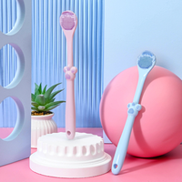 Nettoyeur de langue en silicone en forme de patte de chat, à poils doux, pour adultes et enfants, outil d'hygiène buccale portable pour une haleine fraîche