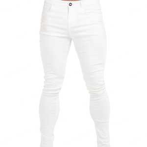 Wholesale Fashion <b>Men</b> Super <b>Skinny</b> <b>Jeans</b> Custom <b>White</b> Slim Fit Denim <b>Jeans</b> High Quality <b>White</b> <b>Men</b> Denim Pants - Product Image 3