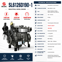 Motor Diésel Original WEICHAI Deutz SL6126D90-1 de 190 kW, 258 HP, 6 Cilindros, Refrigerado por Agua, Turboalimentado, para Bomba de Agua Diésel