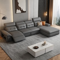 Sofá Cama Seccional Moderno Multifuncional de Cuero Genuino Eléctrico Italiano, Reclinable, para Casa o Villa