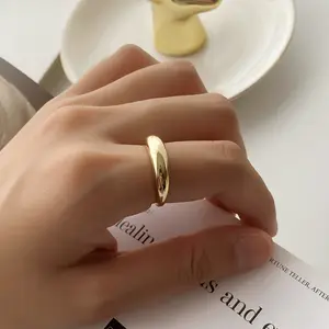 VIANRLA, минималистичное Золотое кольцо из стерлингового серебра 925 пробы, 18k, покрытое драгоценностями, штабелируемое купольное кольцо