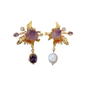 Women's Zircon Crystal <b>Butterfly</b> Asymmetric Freshwater Pearl Tassel Earrings <b>Light</b> Luxury High Grade Earrings - Product Image 1