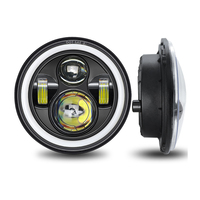 Ensemble de phares de voiture LED de 7 pouces pour Jeep Land Rover, feux de jour DRL, phares à yeux d'ange, ampoules de phares, feux de jour
