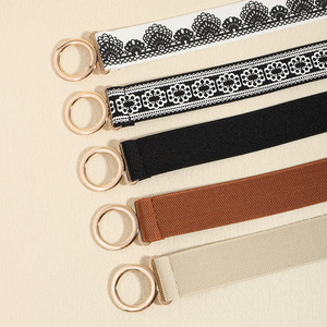Nouvelle <span class=keywords><strong>ceinture</strong></span> décorative élégante pour <span class=keywords><strong>femme</strong></span>, style simple, élastique, <span class=keywords><strong>large</strong></span>, pour la taille, avec boucle en alliage doré, tendance - Product Image 4