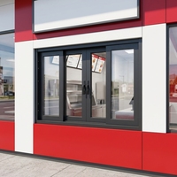 Fenêtre coulissante moderne en aluminium insonorisée, à cadre fin, facile à nettoyer, pour restaurant, vitrine commerciale, usage en projet commercial