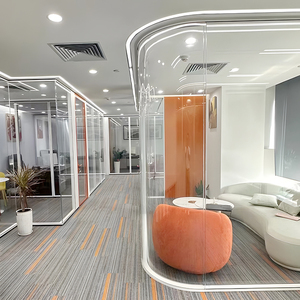 Partición de pared de oficina de lujo de la mejor calidad Decoración Oficina Pared de partición de Vidrio Curvo con marco de aluminio - Product Image 4