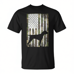 Camiseta con estampado de bandera americana de camuflaje para hombre, color negro, talla mediana, de German Shorthaired Pointer - Product Image 2
