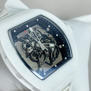 Reloj de pulsera para hombre, mecánico automático, de cerámica blanca de lujo, con logotipo personalizado OEM, esqueleto, resistente al agua, luminoso, deportivo, de negocios y moda. - Product Image 2