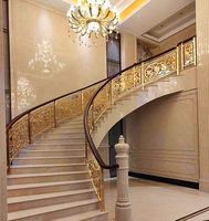 Escalier en fer forgé d'usine, balustrade en cuivre et aluminium pour hôtel, main courante sculptée en métal pour villa