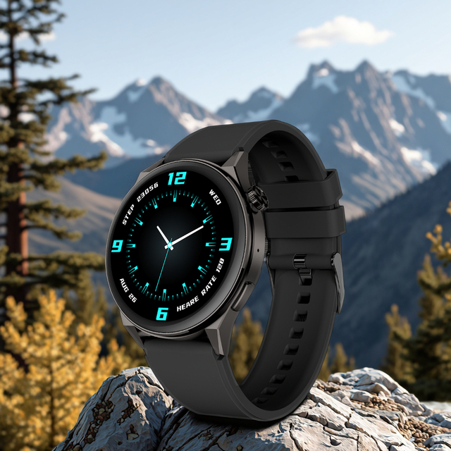 AM06C SMA 1.43 Inch High Quality Health Smart Watch AMOLED Screen with for Bluetooth Call & 100+ Sports Functions Silicone Band