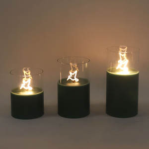 Vente en gros de Chine, bougies photophore chauffe-plat en verre de Noël dorées illuminées artificielles personnalisées à piles - Product Image 5