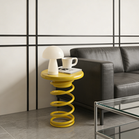 Table basse moderne en métal de style nordique avec rangement pour chambre et salon - Durable Rouge/Jaune Qualité supérieure Meubles de maison