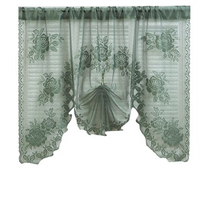 Rideau de cuisine française double couche en dentelle transparente pour café floral décoratif de style américain Rideau court en tulle transparent pour villa - Product Image 5