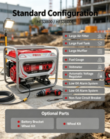 Générateur d'électricité portable à essence LDYR 3KW, 230V, pour la maison et la construction, avec câble rétractable, garantie 1 an