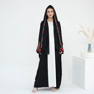 Nuevo y elegante vestido maxi abaya musulmán islámico para mujer con manga larga y adornos de jacquard y cuentas. - Product Image 1