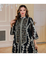 Robe Abaya noire de luxe brodée pour femmes, mode islamique modeste de Dubaï, élégante longue robe kaftan en polyester pour l'hiver
