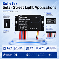 Contrôleur de charge solaire PWM plat haute efficacité Sukite 3218 3.2V 25W 15A pour projet d'ingénierie solaire