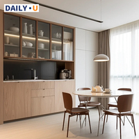 Meubles de cuisine de luxe sur mesure 2025, style moderne, îlots de cuisine assemblés, armoires de bar à panneaux, design de rangement multifonctionnel