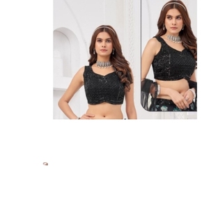 Ensemble Lehenga Choli noir à fleurs pour femmes, tenue de soirée de créateur, Lehenga ethnique festif avec dupatta - Product Image 3