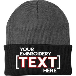 Bonnet brodé personnalisé, bonnet d'hiver en tricot unisexe pour adulte, bonnet de ski respirant, chaud, en polyester et coton - Product Image 1