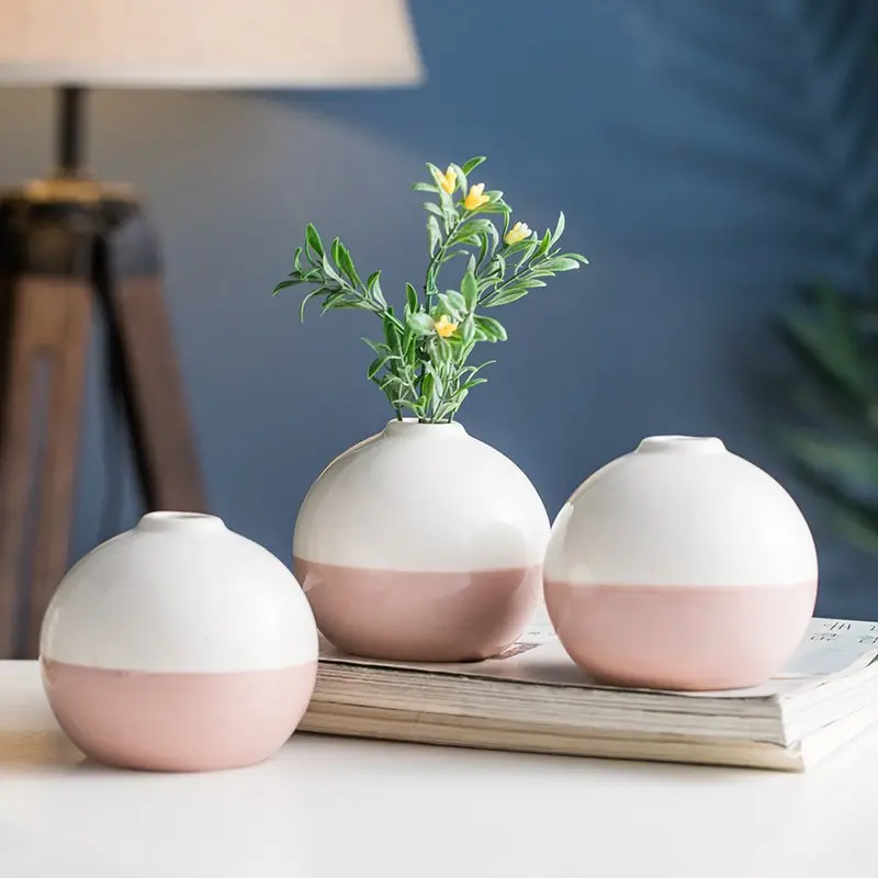Ausgefallene einzigartige neue billige Chaozhou kleine benutzer definierte Set Keramik vase für Blumen Home Decoration Modern