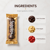 Barras de Chocolate Negro Sólido Premium con Manzana y Fresa al por Mayor OEM, Snack Frutal a Granel Directo de Fábrica