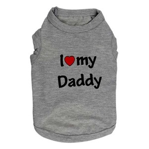 T-shirt <span class=keywords><strong>chiot</strong></span> en coton pour l'été, vente en gros, imprimé "I LOVE MY DADDY", 2020 - Product Image 3